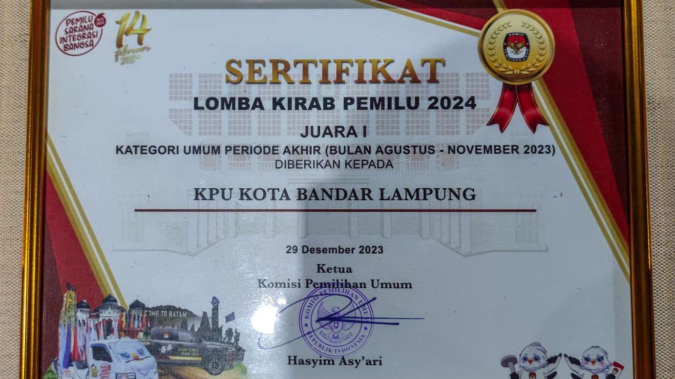 KPU Bandarlampung Juara Satu Lomba Kirab Pemilu 2024