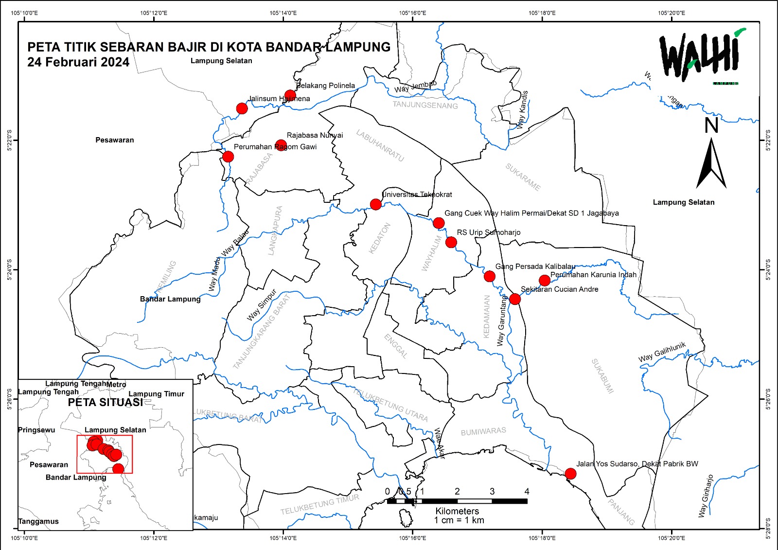 Banjir Bandarlampung Terus Melanda Daerah di Bantaran Sungai