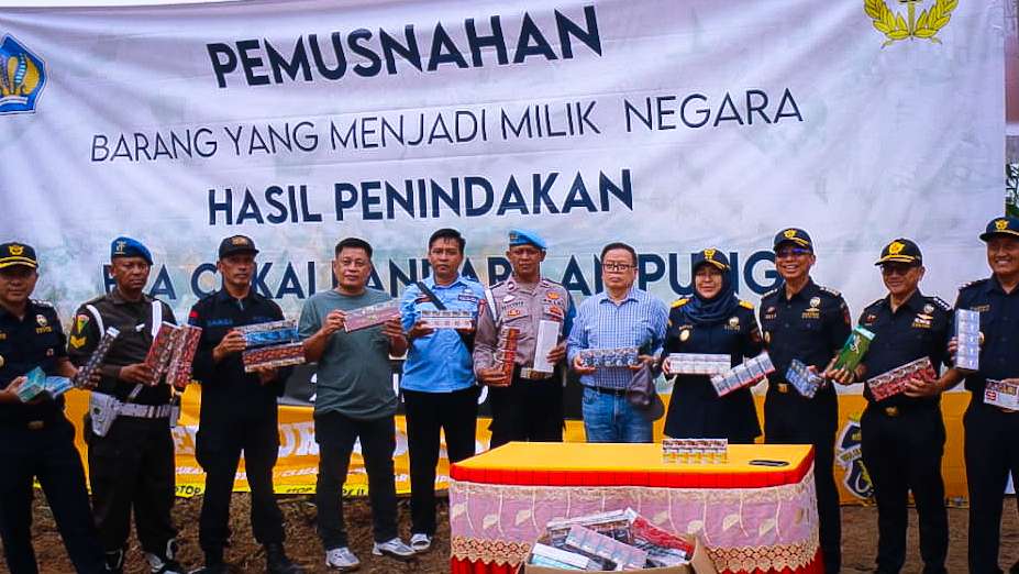 KPPBC TMP B Bandarlampung Musnahkan 40 Juta Batang Rokok Ilegal