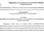 Tim Seleksi Umumkan Hasil Penelitian Administrasi Bakal Calon Anggota KPU Lampung 2024-2029