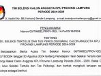 Pengumuman Hasil Seleksi Tertulis dan Tes Psikologi Bakal Calon Anggota KPU Provinsi Lampung Periode 2024-2029