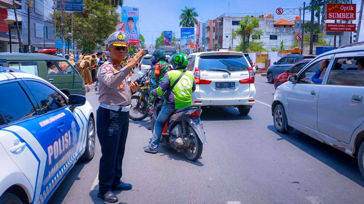 Satlantas Rekayasa Lalin saat Bank Lampung Run 2025