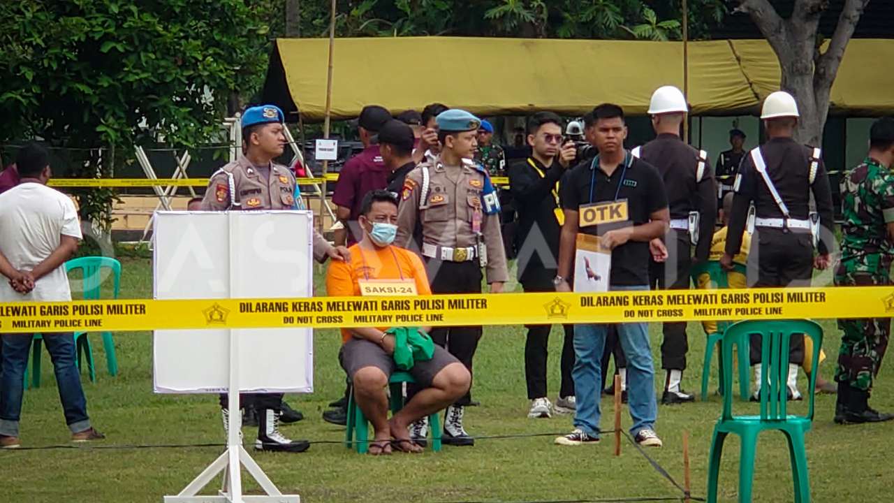 Rekonstruksi Penembakan Tiga Polisi di Way Kanan Berlangsung 4 Jam dengan 72 Reka Adegan