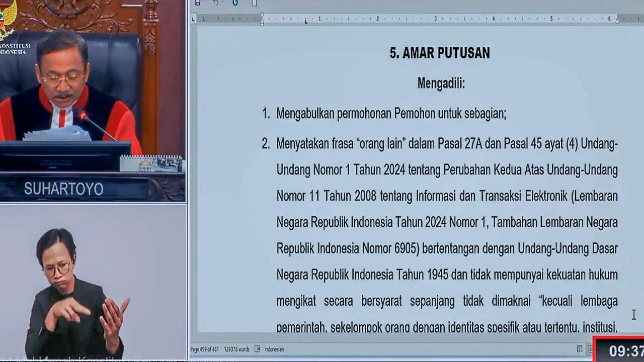 MK Batasi Penafsiran UU ITE untuk Lindungi Kebebasan Berekspresi