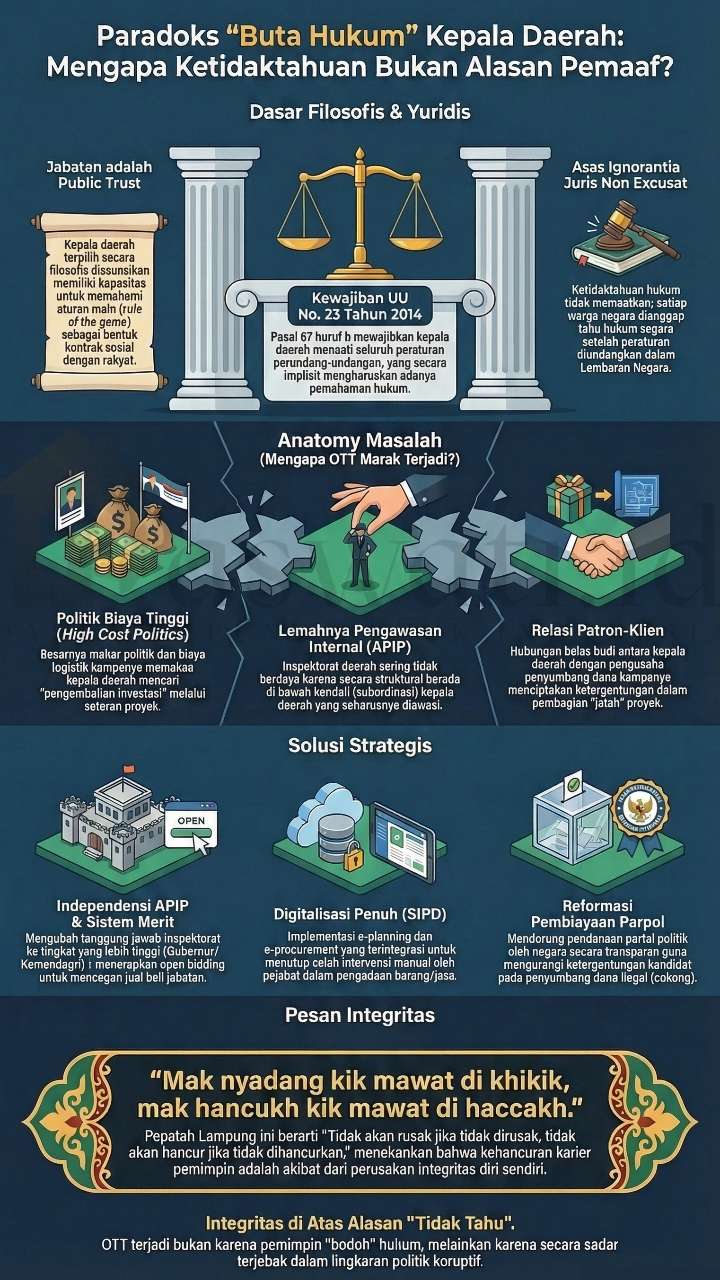 Paradoks Buta Hukum Kepala Daerah: Bedah Kasus Korupsi di Pekalongan dan Lampung Tengah