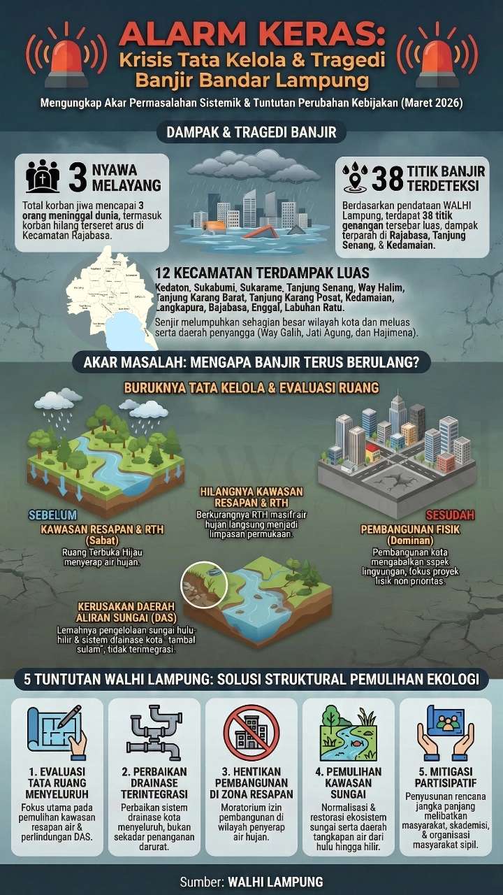 Banjir Ibu Kota Provinsi Lampung: Pemerintah Alpa, Warga Binasa